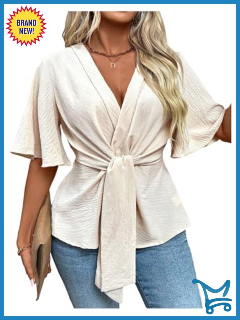 Plus Size Wrap Blouse Peplum Short Sleeve Top for Work Office